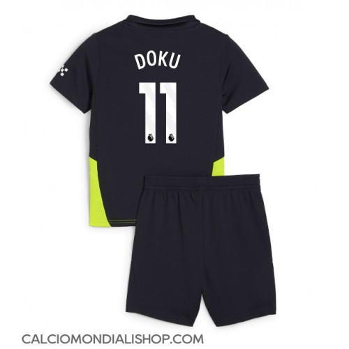 Maglie da calcio Manchester City Jeremy Doku #11 Seconda Maglia Bambino 2024-25 Manica Corta (+ Pantaloni corti)